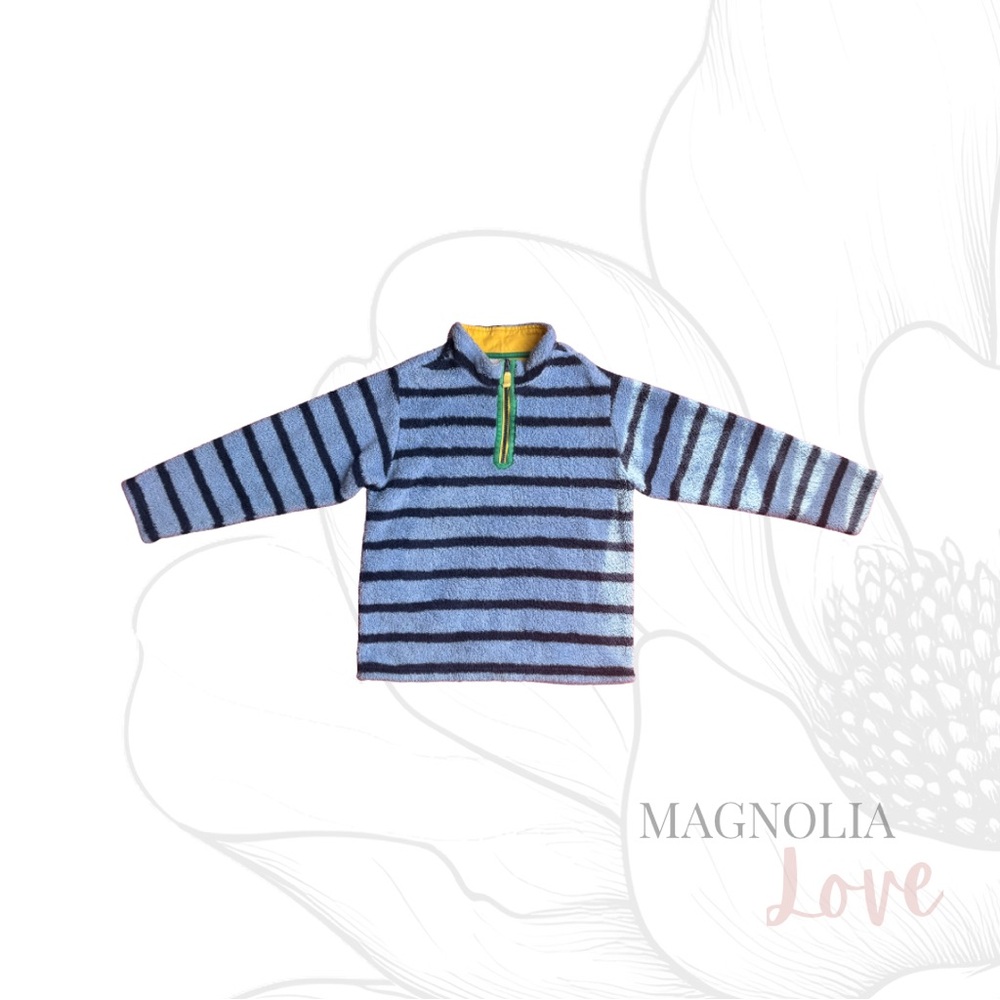 🫐 Hanna Andersson Blue Striped Kids Marshmallow Fleece Sweater Boys Girls 150 12